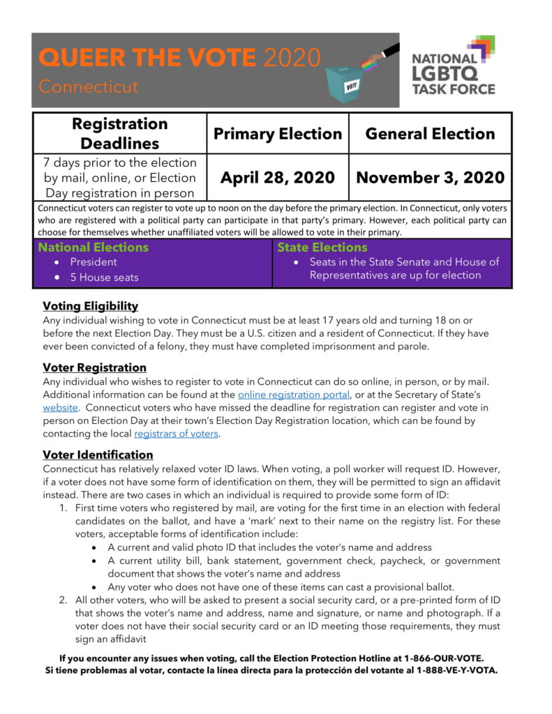 How to Vote in Connecticut The National LGBTQ Task Force Action Fund